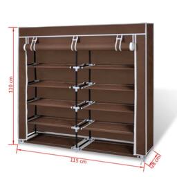 Berkfield Home Unviewable Fabric Shoe Cabinet with Cover 115 x 28 x 110 cm Brown - thumbnail 7