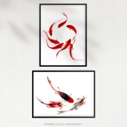 Artery8 Wall Art Print Japanese Koi Carp Set Of 2 s Bathroom Bedroom Aesthetic Watercolour A4 - thumbnail 5