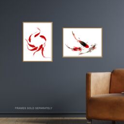 Artery8 Wall Art Print Japanese Koi Carp Set Of 2 s Bathroom Bedroom Aesthetic Watercolour A4 - thumbnail 2