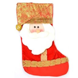 Shatchi Designer Santa Xmas Premium Stocking Sock Christmas Decorations, Multi in Red - thumbnail 1