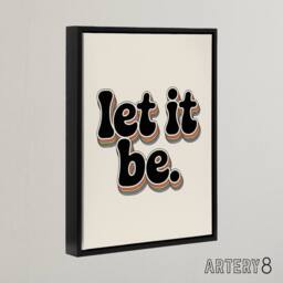 "Artery8 Let It Be Retro Rainbow Font Funky Typography Framed Canvas Art Print in Beige - Size: W12"" x H16""" - thumbnail 2