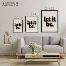 "Artery8 Let It Be Retro Rainbow Font Funky Typography Framed Canvas Art Print in Beige - Size: W12"" x H16""" - thumbnail 4