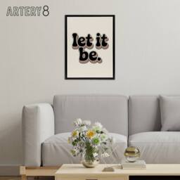 "Artery8 Let It Be Retro Rainbow Font Funky Typography Framed Canvas Art Print in Beige - Size: W12"" x H16""" - thumbnail 3
