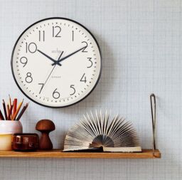 Acctim Earl Wall Clock Non-Ticking Sweep Retro Design Quartz 25cm in Black - thumbnail 2