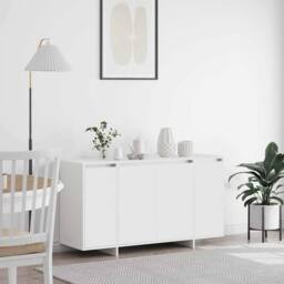 Berkfield Home White Sideboard White Wood 135 x 41 x 75 cm White Sideboard - thumbnail 2