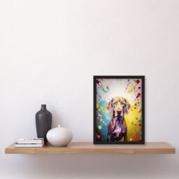 "Artery8 Wall Art Print Weimaraner Dog Lover Gift Pet Portrait Yellow Purple Blue Artwork Painting Art Framed - Size: W12"" x H16""" - thumbnail 4