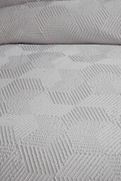 Serene 'Embossed Geo' Embossed Textured Duvet Cover Set in Grey - Size: Super King - thumbnail 3