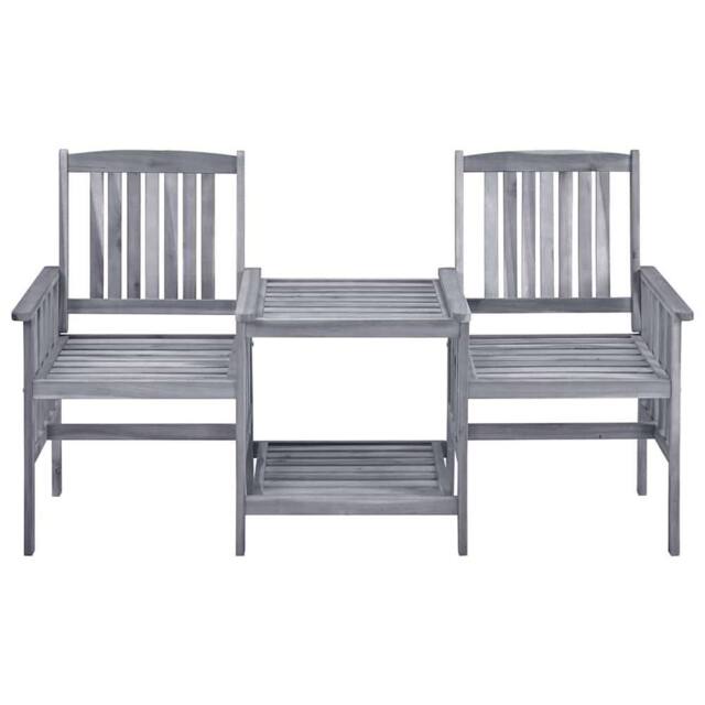Berkfield Home Garden Chairs with Tea Table 159x61x92 cm Solid Acacia Wood in Grey - Size: 159 x 61 x 92 cm - image 1