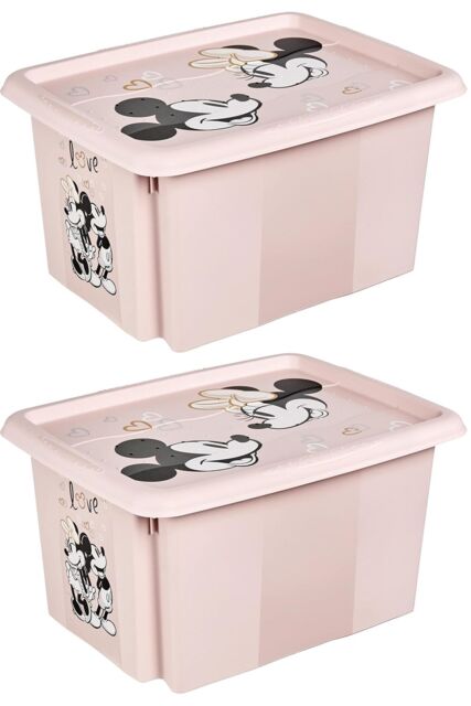 Keeeper Set of 2 Minnie Mouse Turn Around Stackable Box 15 Litre with Lid - Nordic Pink - image 1