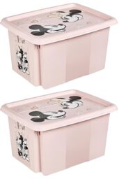 Keeeper Set of 2 Minnie Mouse Turn Around Stackable Box 15 Litre with Lid - Nordic Pink - thumbnail 1
