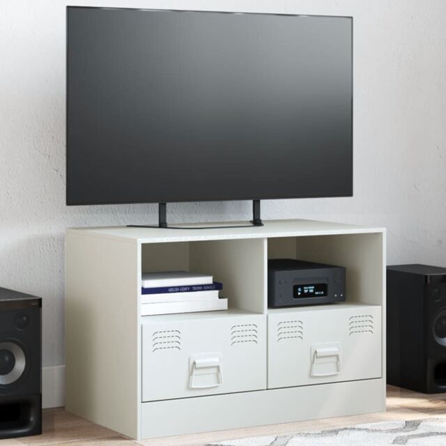 Berkfield Home TV Cabinet White 67x39x44 cm Steel - Size: 67 x 39 x 44 cm - image 1