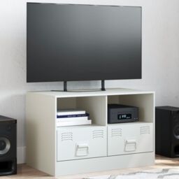 Berkfield Home TV Cabinet White 67x39x44 cm Steel - Size: 67 x 39 x 44 cm