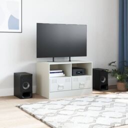 Berkfield Home TV Cabinet White 67x39x44 cm Steel - Size: 67 x 39 x 44 cm - thumbnail 3