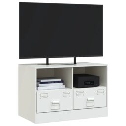 Berkfield Home TV Cabinet White 67x39x44 cm Steel - Size: 67 x 39 x 44 cm - thumbnail 4
