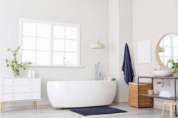 New Edge Blinds Marlow Collection Soft Touch Non-Slip Bathroom Rug in Blue - Size: 45 cm width x 75 cm drop - thumbnail 4