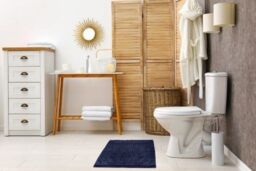 New Edge Blinds Marlow Collection Soft Touch Non-Slip Bathroom Rug in Blue - Size: 45 cm width x 75 cm drop - thumbnail 3