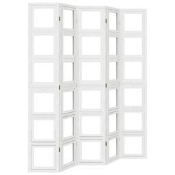 Berkfield Home Room Divider 5 Panels White Solid Wood Paulownia - thumbnail 2