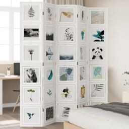 Berkfield Home Room Divider 5 Panels White Solid Wood Paulownia