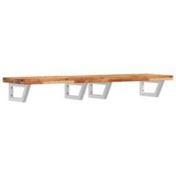 Berkfield Home Basin Shelf Wall Mounted Steel & Solid Wood Acacia in Brown - thumbnail 2