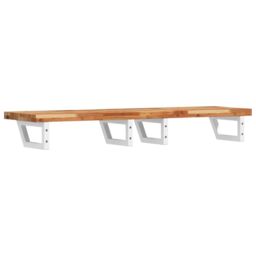 Berkfield Home Basin Shelf Wall Mounted Steel & Solid Wood Acacia in Brown - thumbnail 6