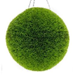 Primrose Artificial Grass Effect Hanging Topiary Ball With Chain 38cm in Green - thumbnail 5