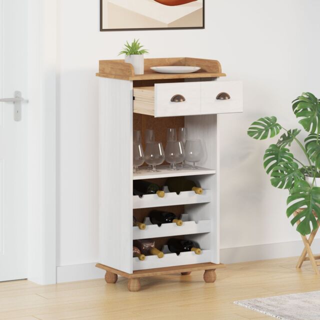 "Berkfield Home Wine Cabinet ""ASKIM"" with 12 Bottle Holders White Solid Wood Pine" - image 1