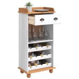 "Berkfield Home Wine Cabinet ""ASKIM"" with 12 Bottle Holders White Solid Wood Pine" - thumbnail 3