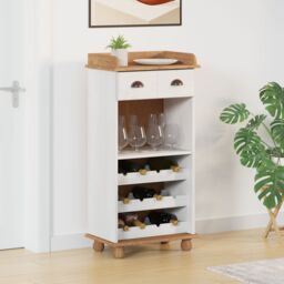 "Berkfield Home Wine Cabinet ""ASKIM"" with 12 Bottle Holders White Solid Wood Pine" - thumbnail 4