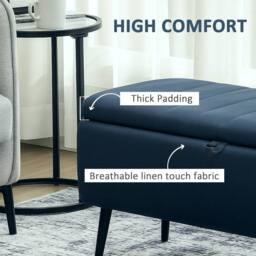 Wyld Haus Sudina Dark Blue Linen Look Rectangle Storage Ottoman - thumbnail 6