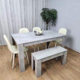 KOSY KOALA Wooden Rectangle Dining Table with Bench & 4 Cream Chairs Dining Room Furniture in Brown - thumbnail 6