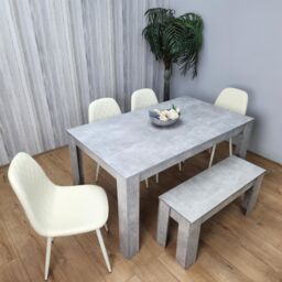 KOSY KOALA Wooden Rectangle Dining Table with Bench & 4 Cream Chairs Dining Room Furniture in Brown - thumbnail 8