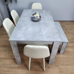 KOSY KOALA Wooden Rectangle Dining Table with Bench & 4 Cream Chairs Dining Room Furniture in Brown - thumbnail 5
