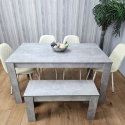 KOSY KOALA Wooden Rectangle Dining Table with Bench & 4 Cream Chairs Dining Room Furniture in Brown - thumbnail 2