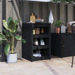 Berkfield Home Outdoor Kitchen Cabinet Black 55x55x92 cm Solid Wood Pine - Size: 55 x 55 x 92 cm