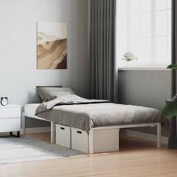Berkfield Home Metal Bed Frame without Mattress White 107x203cm - Size: 107x203 cm - thumbnail 1