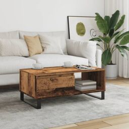Berkfield Home Coffee Table Old Wood 90x50x36.5 cm Engineered Wood in Brown - thumbnail 1