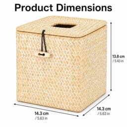 Kelvenix Square Seagrass Woven Tissue Holder in Beige - thumbnail 2