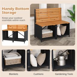 Costway Patio Furniture Set with Raised Garden Bed Table with Built-in Chairs in Brown - thumbnail 6