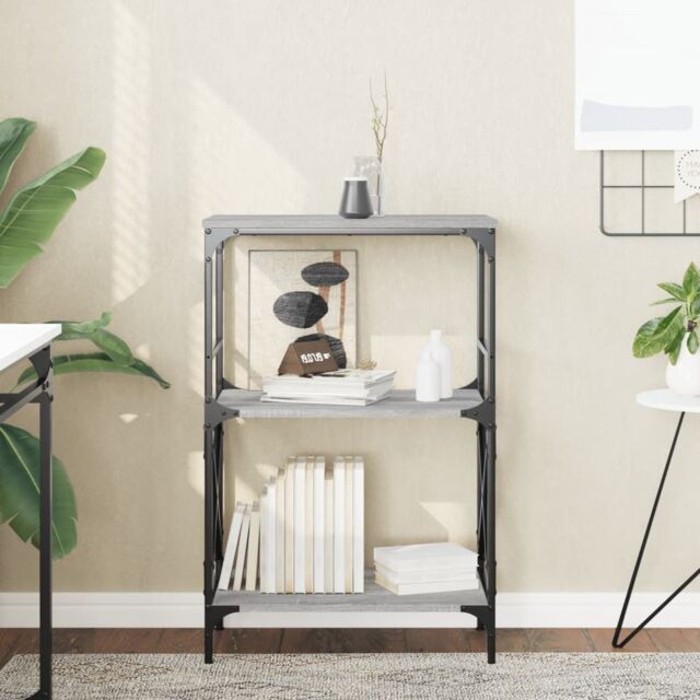 Berkfield Home Bookcase 3-Tier Grey Sonoma 59x35x90.5 cm Engineered Wood - image 1