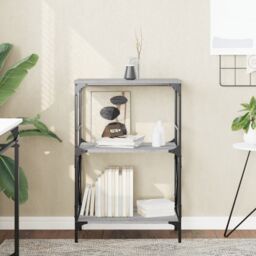 Berkfield Home Bookcase 3-Tier Grey Sonoma 59x35x90.5 cm Engineered Wood - thumbnail 1