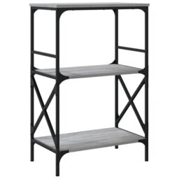 Berkfield Home Bookcase 3-Tier Grey Sonoma 59x35x90.5 cm Engineered Wood - thumbnail 6