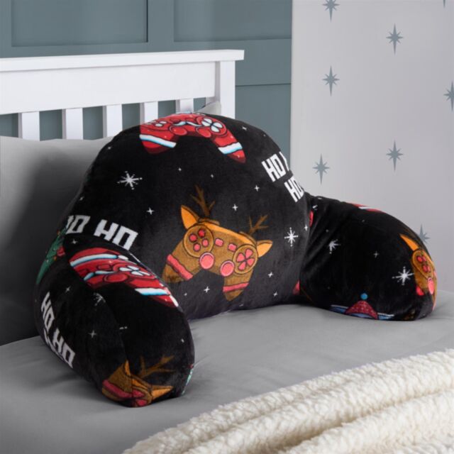 OHS Xmas Gaming Print Kids Cuddle Cushion Fleece Reading Pillow, Black - image 1