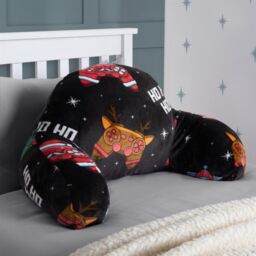OHS Xmas Gaming Print Kids Cuddle Cushion Fleece Reading Pillow, Black - thumbnail 1