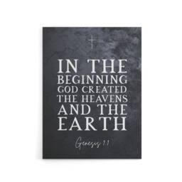 "Artery8 Genesis 1 GOD Created Heavens Earth Bible Quote Canvas Art in Grey - Size: W18"" x H24""" - thumbnail 1
