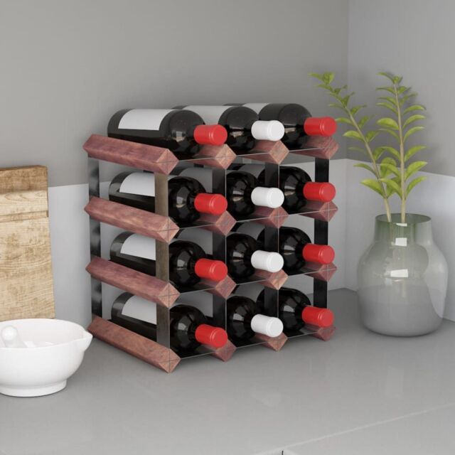 Berkfield Home Wine Rack for 12 Bottles Brown Solid Wood Pine - image 1