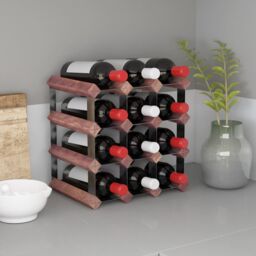 Berkfield Home Wine Rack for 12 Bottles Brown Solid Wood Pine