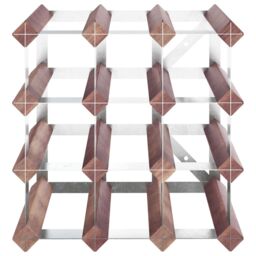 Berkfield Home Wine Rack for 12 Bottles Brown Solid Wood Pine - thumbnail 4