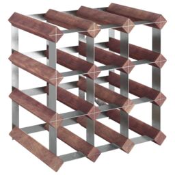 Berkfield Home Wine Rack for 12 Bottles Brown Solid Wood Pine - thumbnail 2