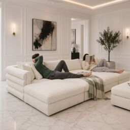 HOB Furniture Dior Pannelled Cinema Sofa - 16ftx6ft in Cream - thumbnail 2