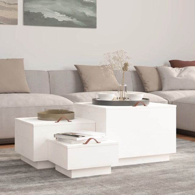 Berkfield Home Storage Boxes with Lids 3 pcs White Solid Wood Pine - image 1
